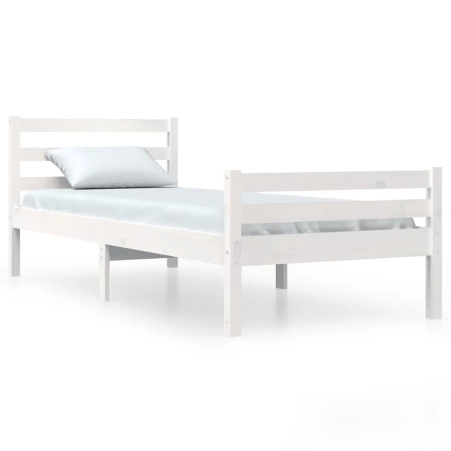 Cadre de lit sans matelas blanc bois massif 100x200 cm - 2