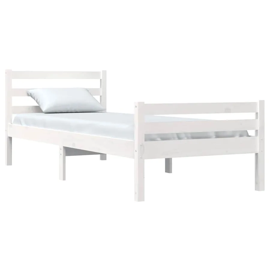 Cadre de lit sans matelas blanc bois massif 100x200 cm - 3