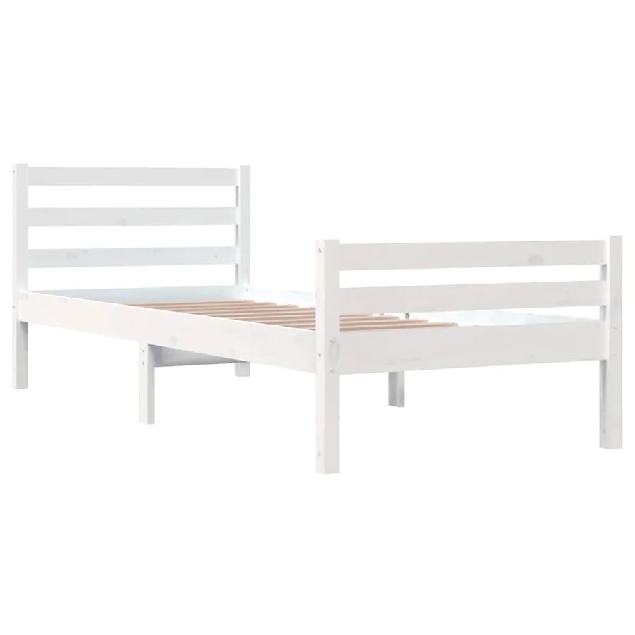 Cadre de lit sans matelas blanc bois massif 100x200 cm - 4