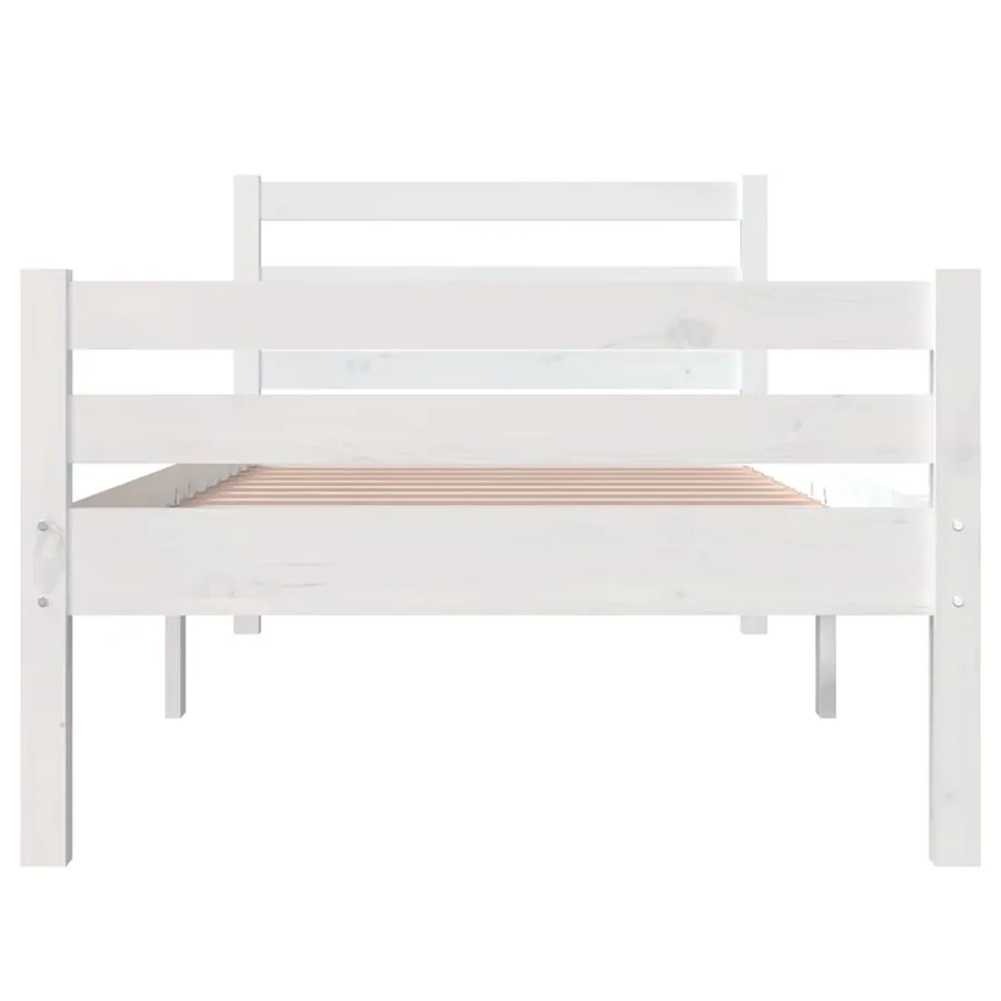 Cadre de lit sans matelas blanc bois massif 100x200 cm - 5