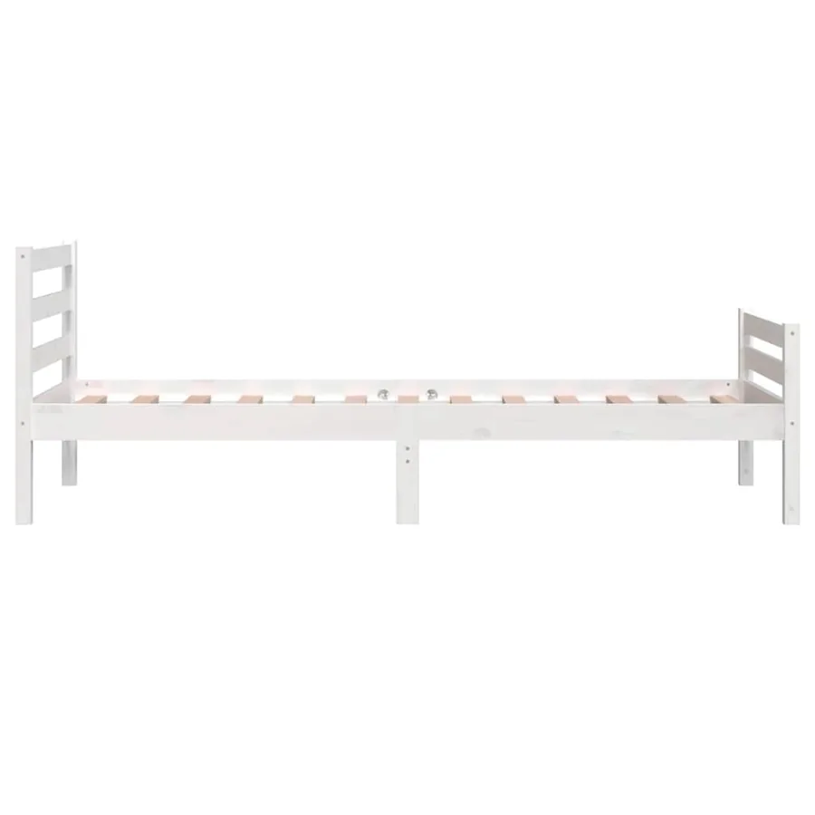 Cadre de lit sans matelas blanc bois massif 100x200 cm - 6