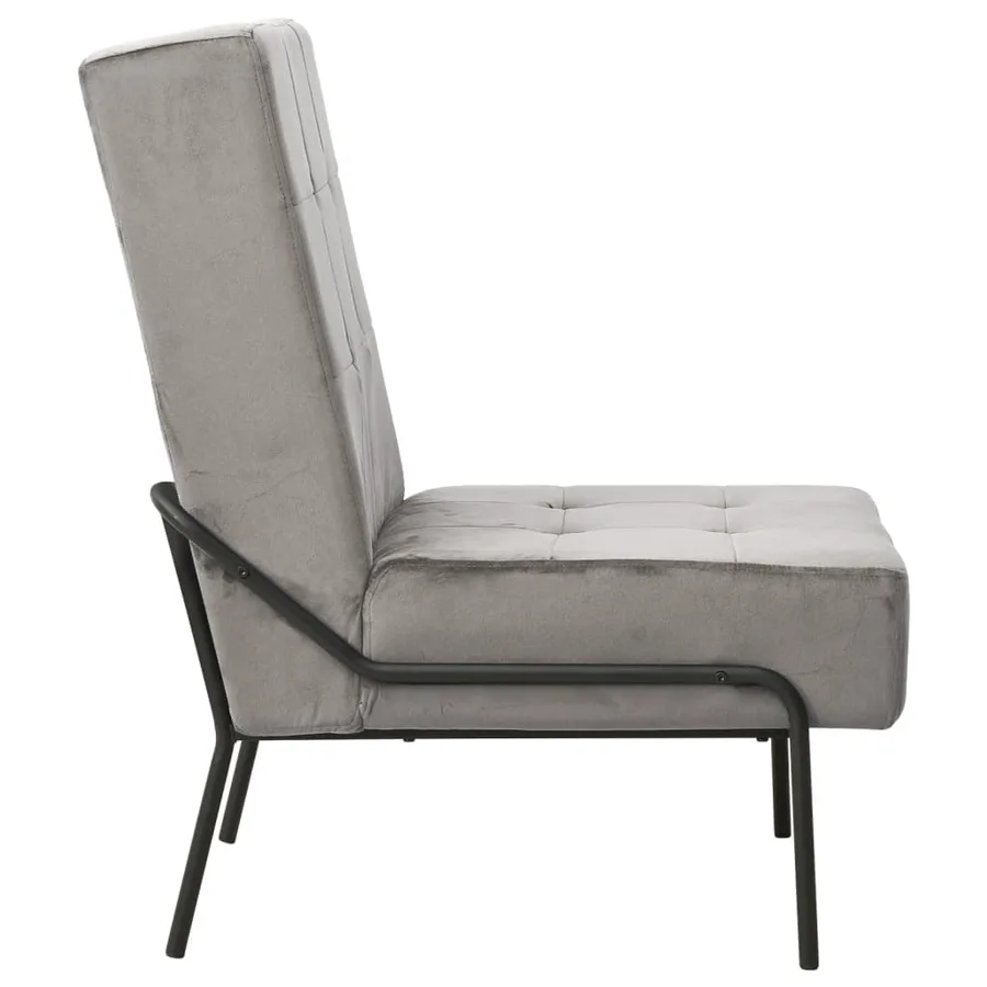 Chaise de relaxation 65x79x87 cm Gris clair Velours - 3