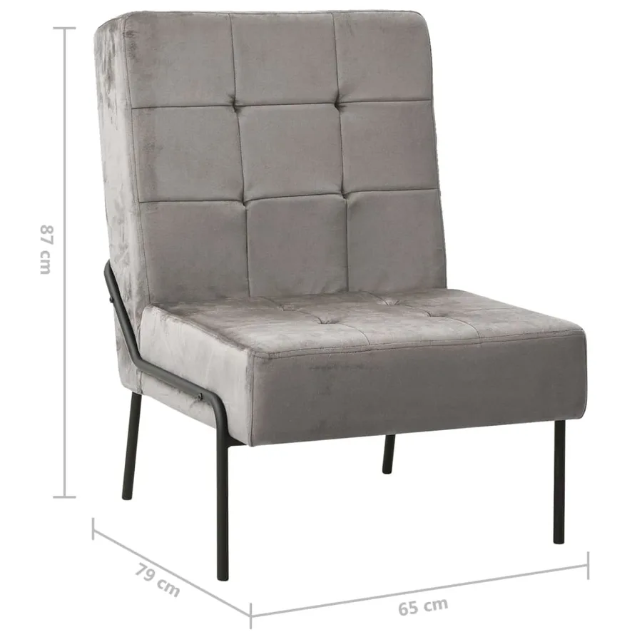 Chaise de relaxation 65x79x87 cm Gris clair Velours - 7