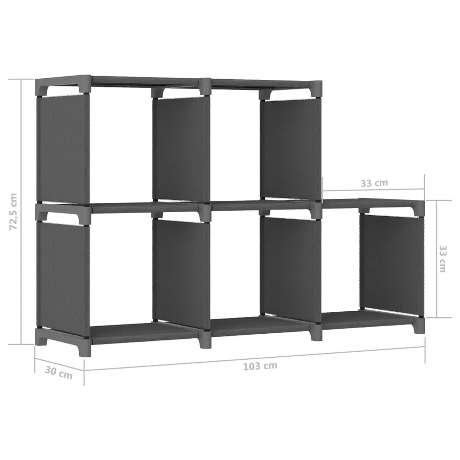 Étagère d'affichage 5 cubes Gris 103x30x72,5 cm Tissu - 8
