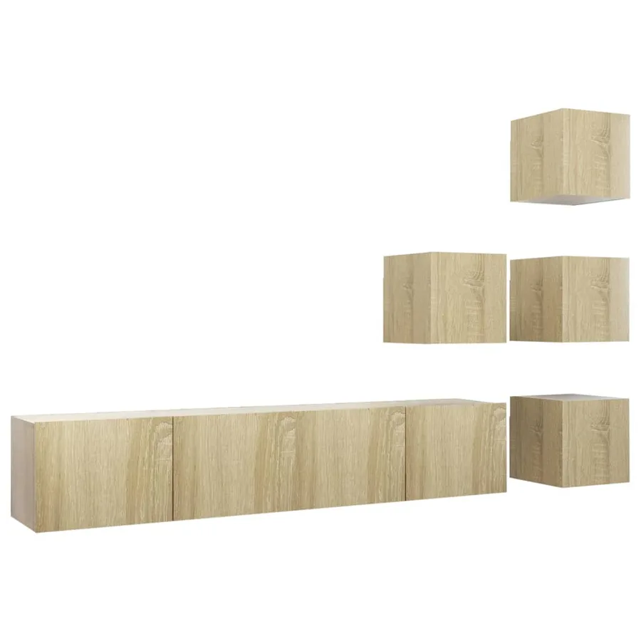 Ensemble de meuble TV 6 pcs Chêne sonoma Bois d'ingénierie - 2