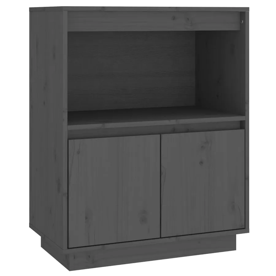 Buffet Gris 60x34x75 cm Bois massif de pin - 2