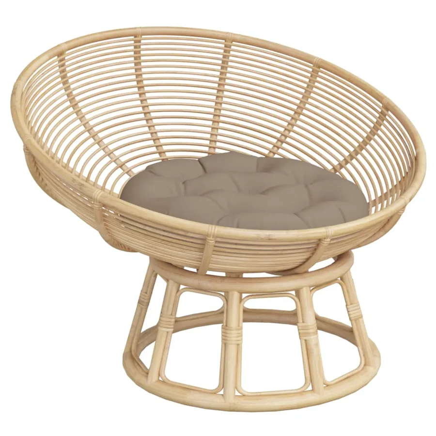 Coussin rond taupe Ø 60 x11 cm tissu oxford - 3