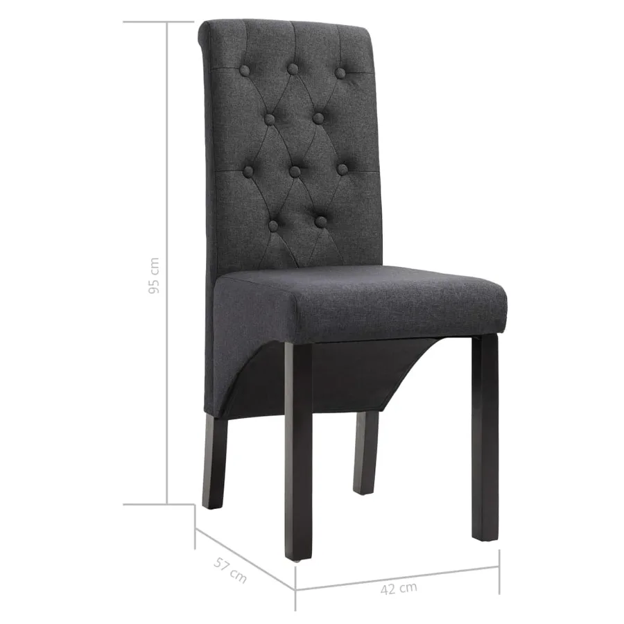Chaises à manger lot de 2 gris foncé tissu - 8