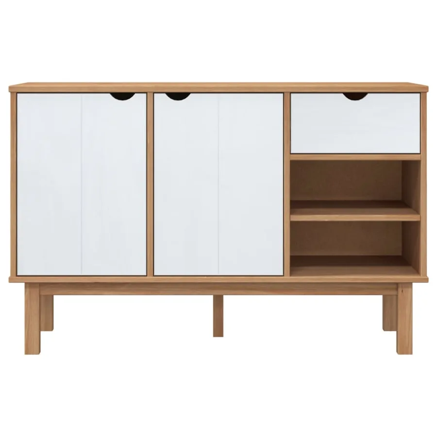 Buffet OTTA Marron et blanc 114x43x73,5 cm Bois massif pin - 3