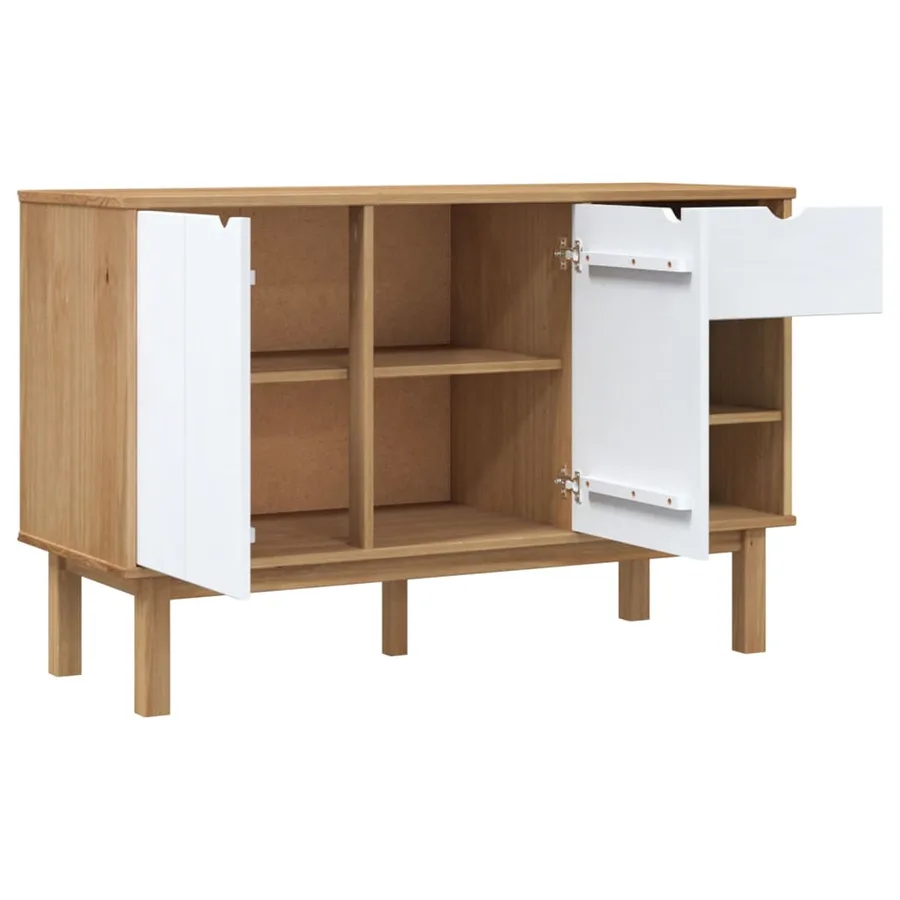 Buffet OTTA Marron et blanc 114x43x73,5 cm Bois massif pin - 4