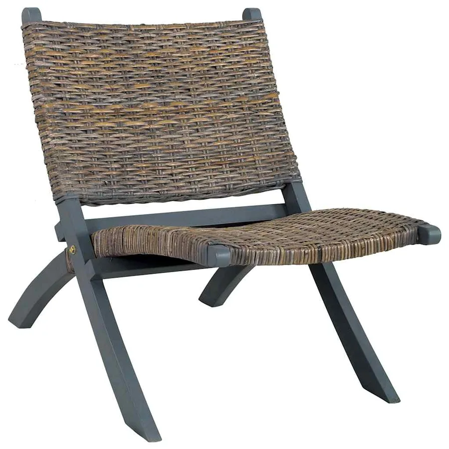 Chaise de relaxation rotin kubu naturel et bois d'acajou massif - 2