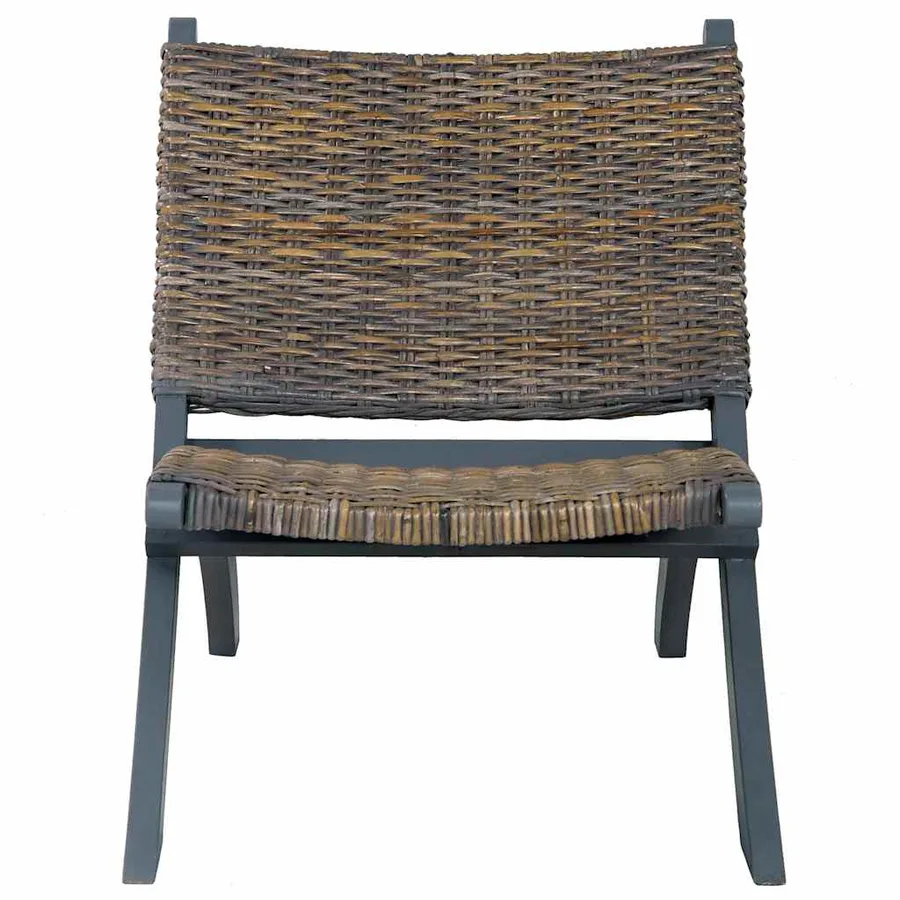 Chaise de relaxation rotin kubu naturel et bois d'acajou massif - 3
