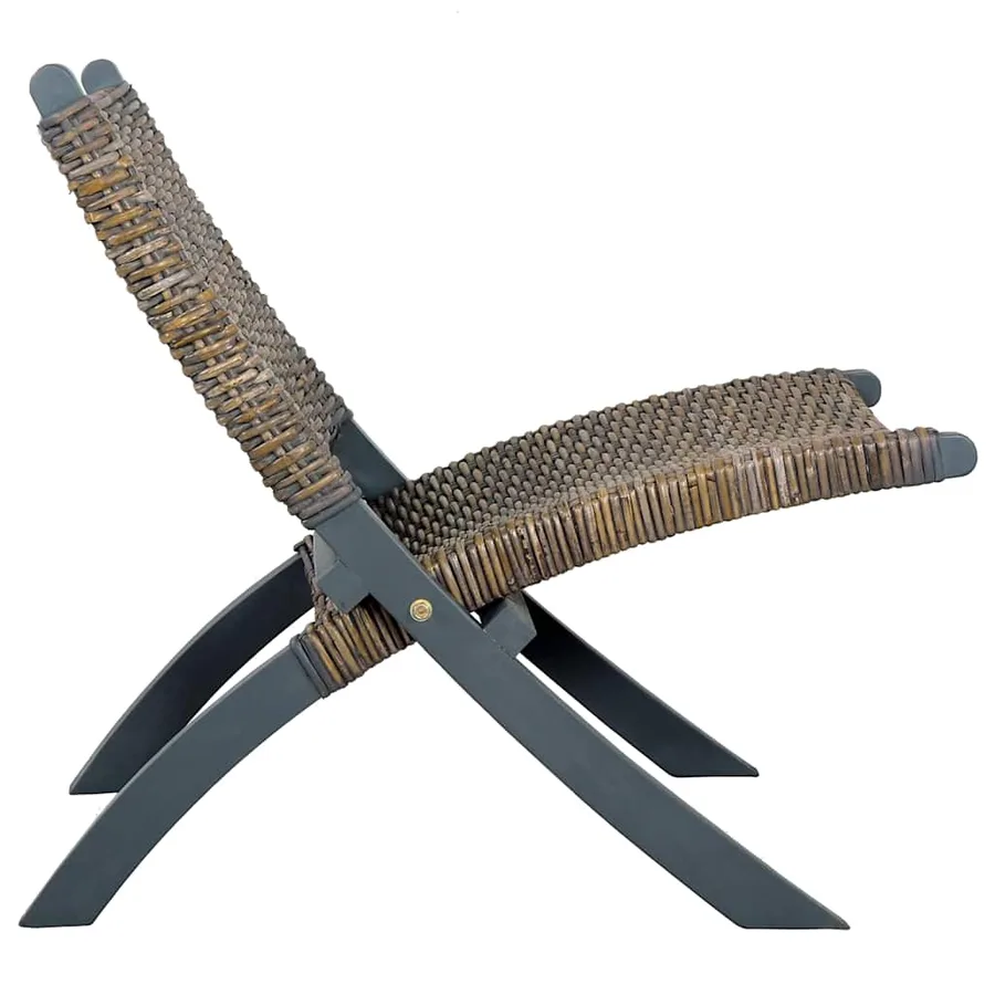 Chaise de relaxation rotin kubu naturel et bois d'acajou massif - 4