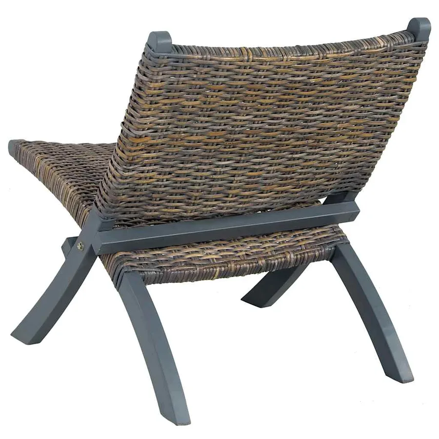 Chaise de relaxation rotin kubu naturel et bois d'acajou massif - 5