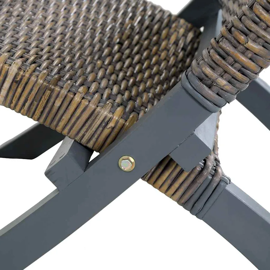 Chaise de relaxation rotin kubu naturel et bois d'acajou massif - 7