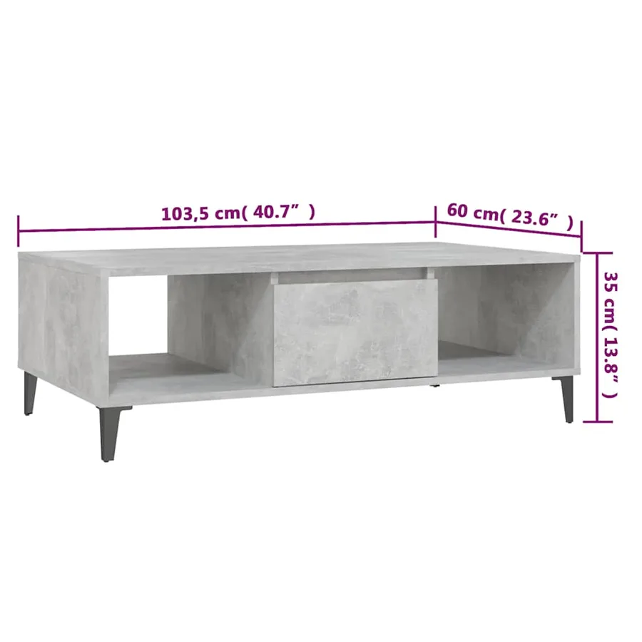 Table basse gris béton 103,5x60x35 cm bois d'ingénierie - 9