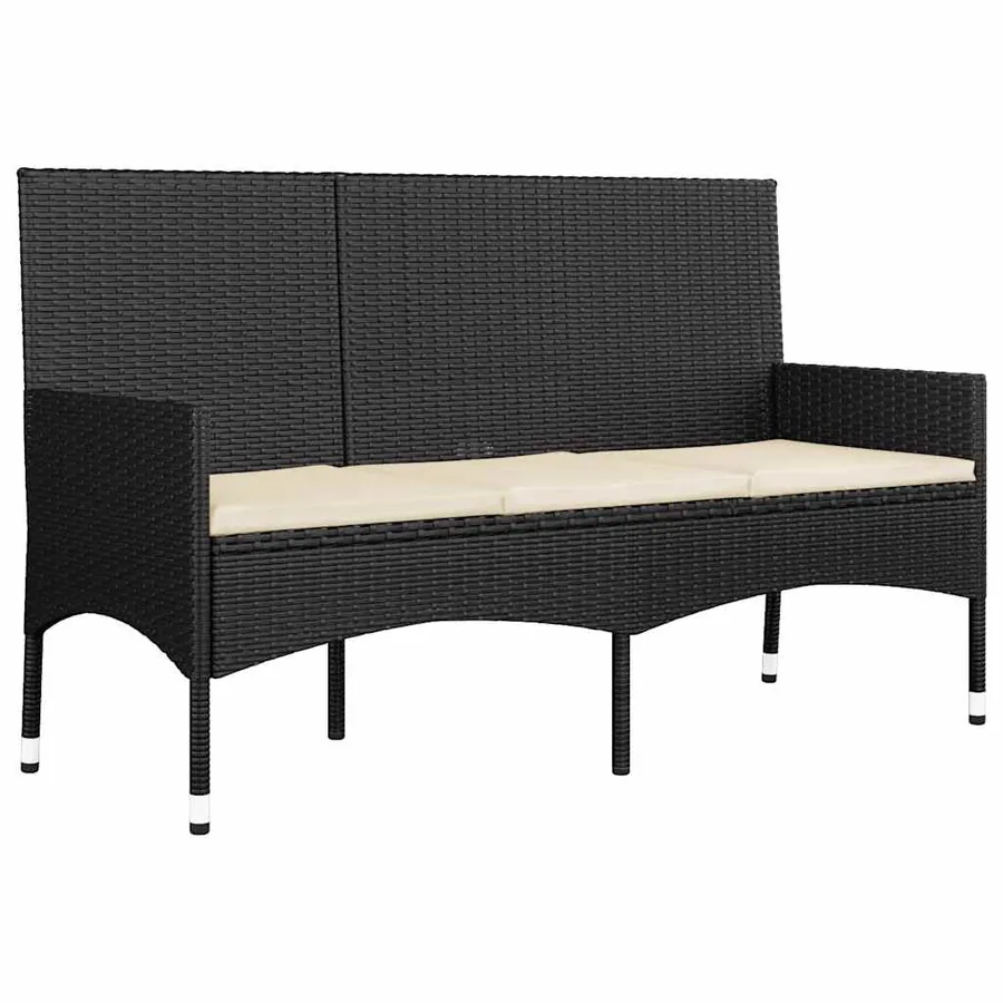 Salon de jardin 4 pcs avec coussins Noir Résine tressée - 10