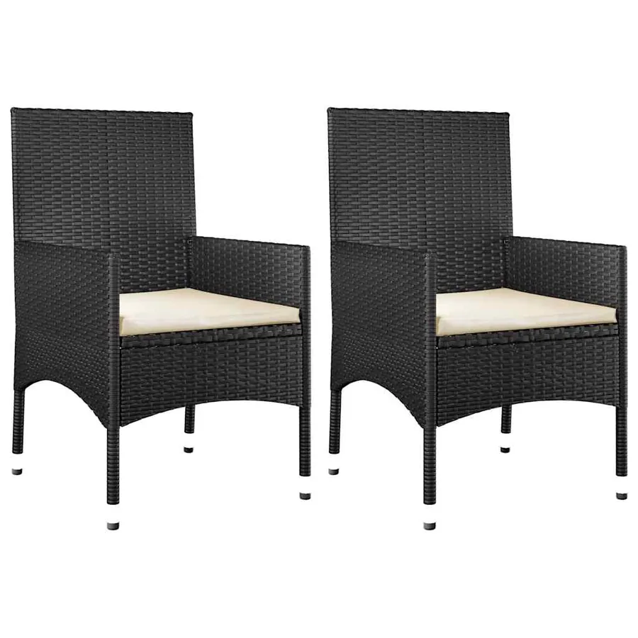 Salon de jardin 4 pcs avec coussins Noir Résine tressée - 7
