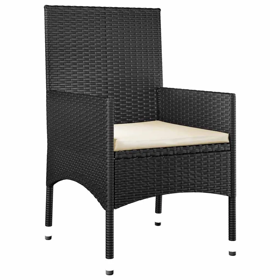 Salon de jardin 4 pcs avec coussins Noir Résine tressée - 8
