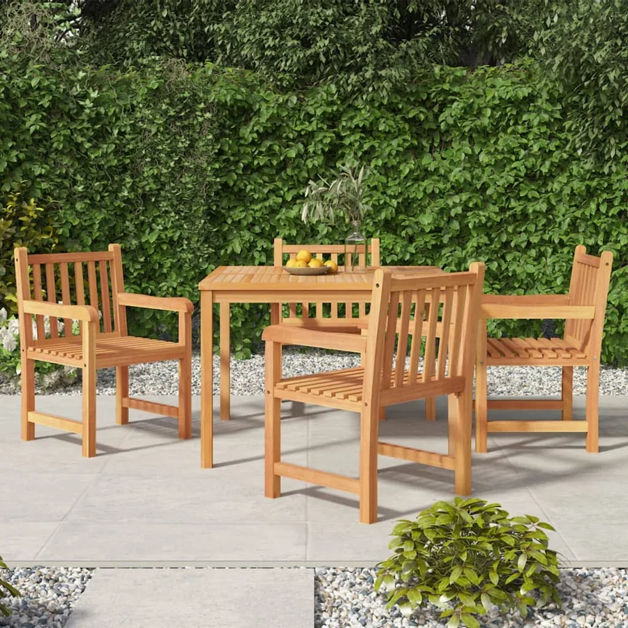 Ensemble à manger de jardin 5pcs Bois de teck massif