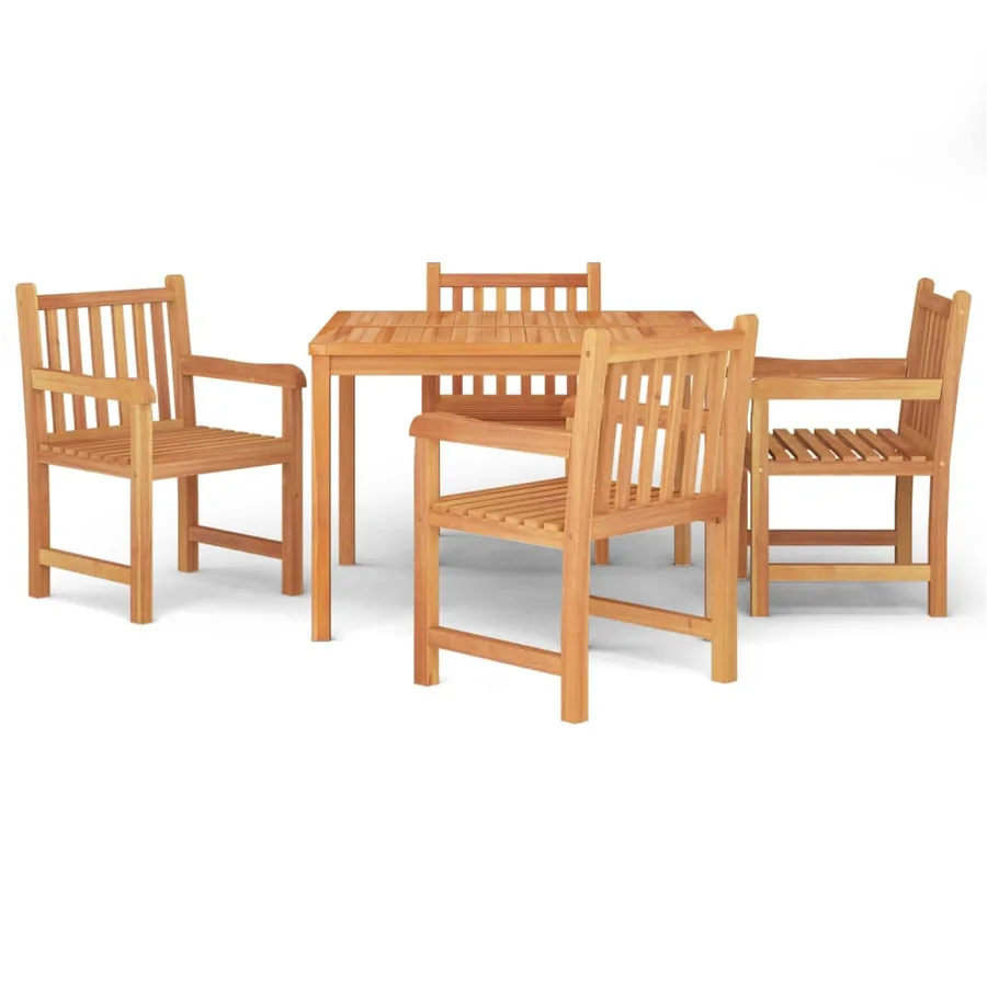 Ensemble à manger de jardin 5pcs Bois de teck massif - 2