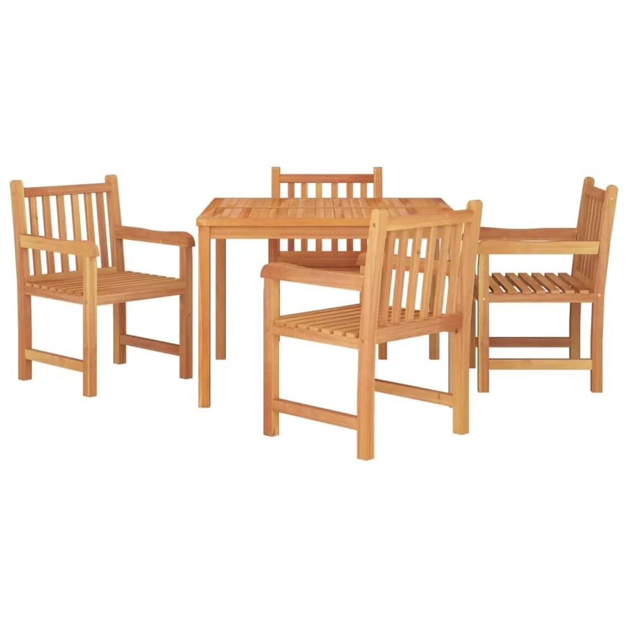Ensemble à manger de jardin 5pcs Bois de teck massif - 3