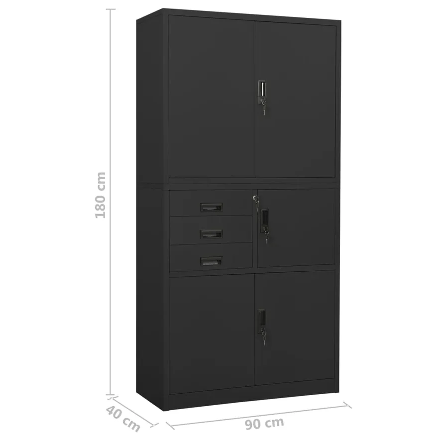 Armoire de bureau Anthracite 90x40x180 cm Acier - 10