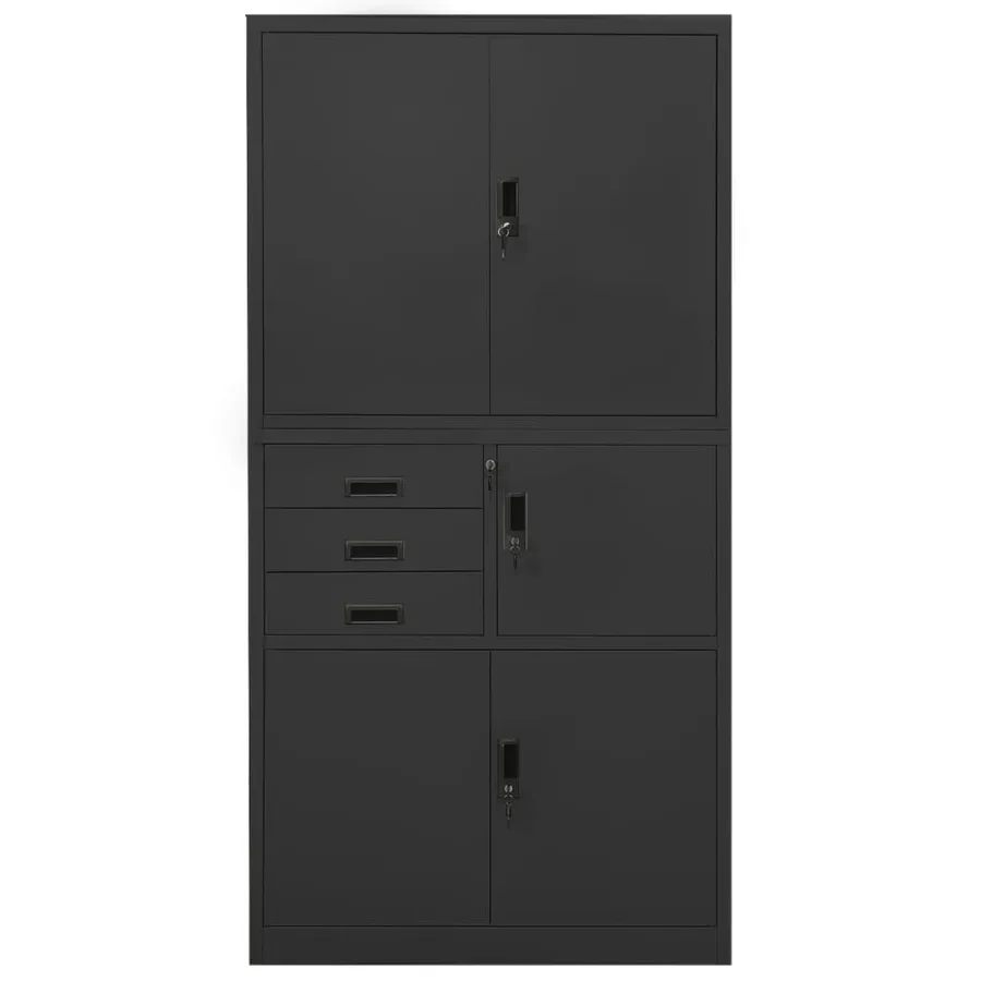 Armoire de bureau Anthracite 90x40x180 cm Acier - 2