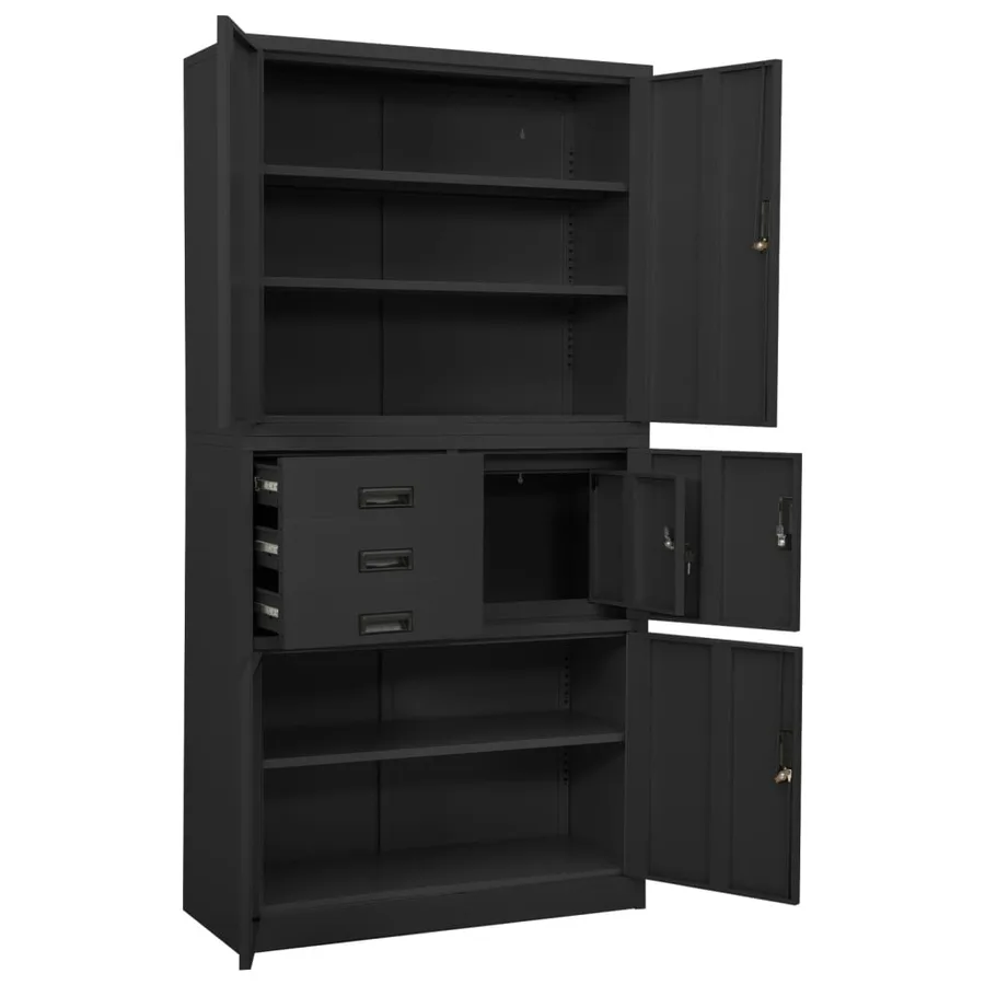 Armoire de bureau Anthracite 90x40x180 cm Acier - 5