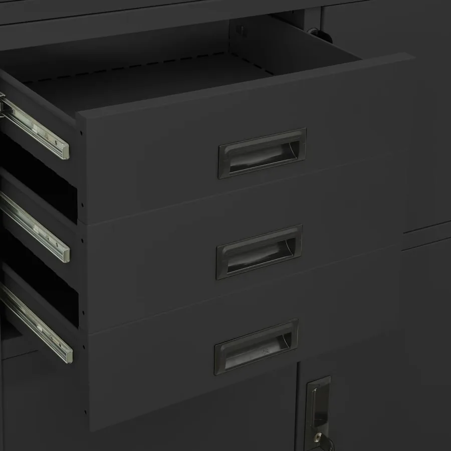 Armoire de bureau Anthracite 90x40x180 cm Acier - 9