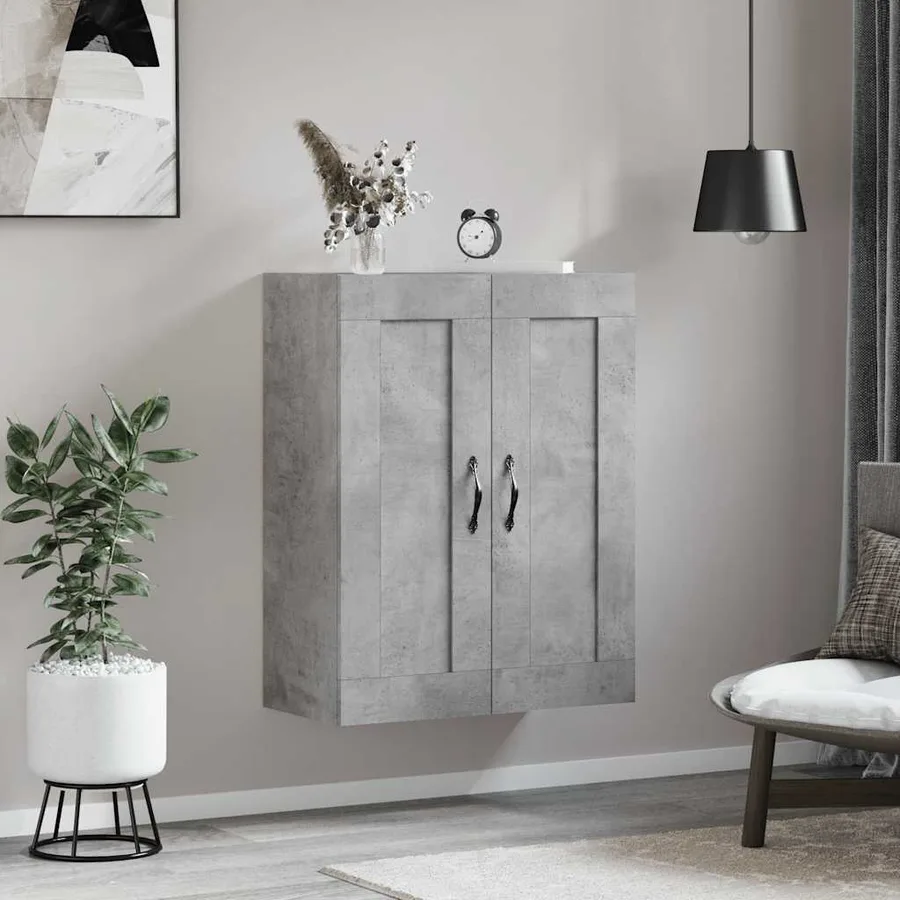 Armoire murale gris béton 69,5x34x90 cm bois d'ingénierie - 3