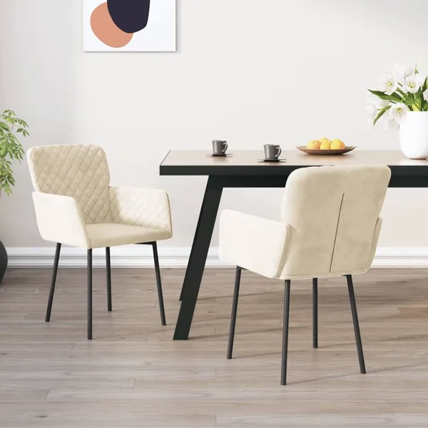 Chaises à manger lot de 2 Crème Velours