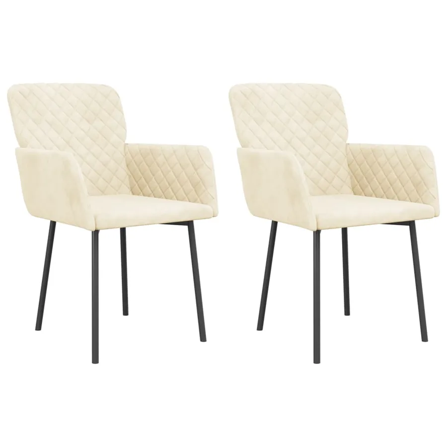 Chaises à manger lot de 2 Crème Velours - 2