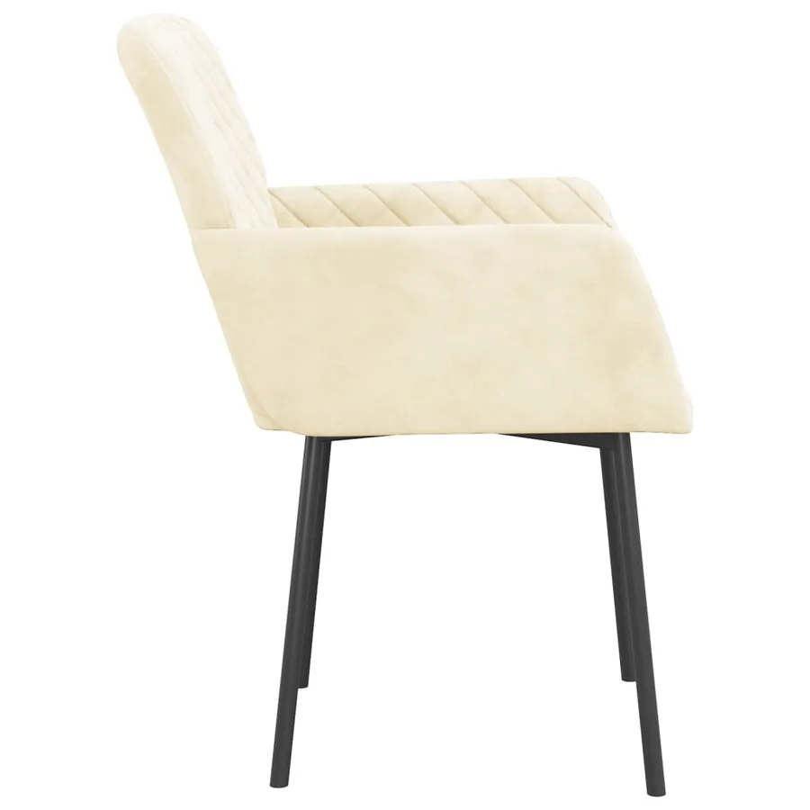 Chaises à manger lot de 2 Crème Velours - 5
