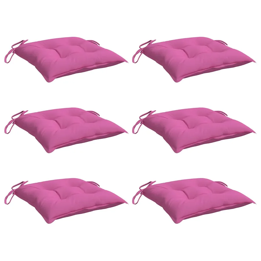 Coussins de chaise lot de 6 rose 50x50x7 cm tissu oxford - 3