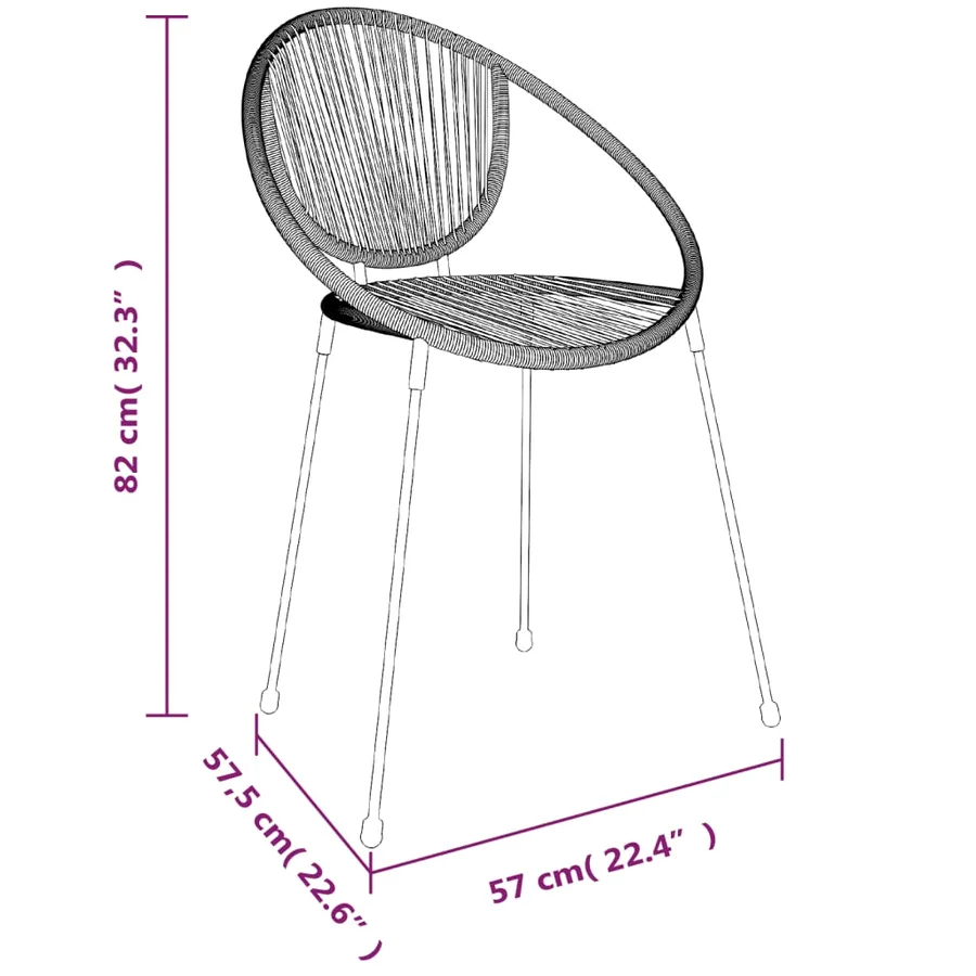 Ensemble à manger de jardin 7 pcs Noir Rotin PVC - 10