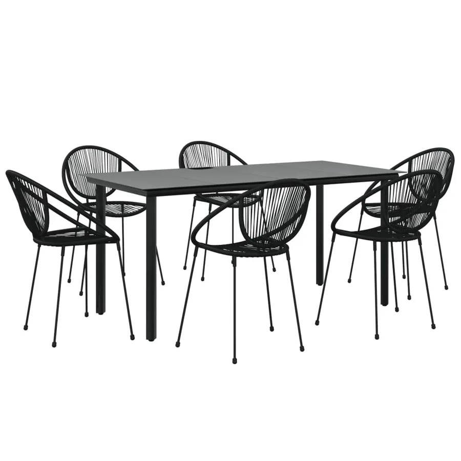 Ensemble à manger de jardin 7 pcs Noir Rotin PVC - 3
