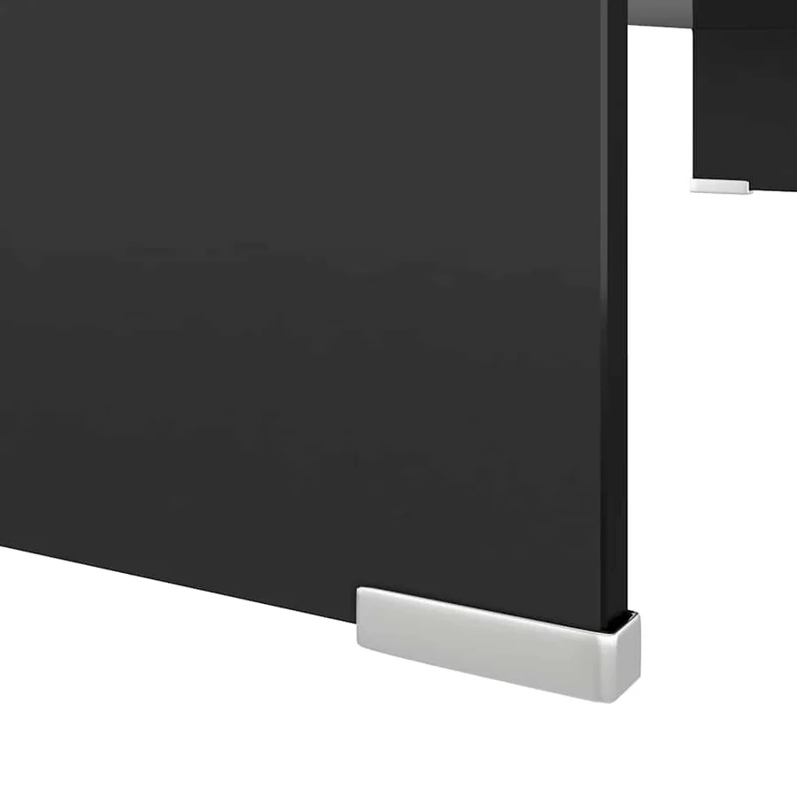 Meuble TV/support pour moniteur 90x30x13 cm verre noir - 5
