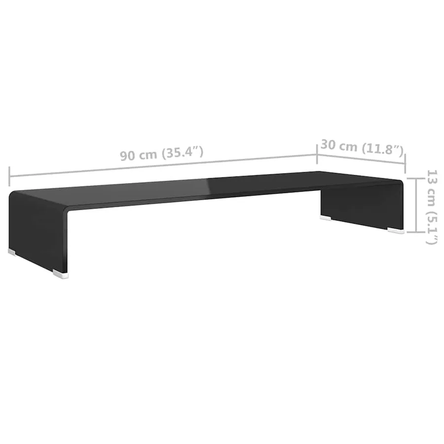 Meuble TV/support pour moniteur 90x30x13 cm verre noir - 6