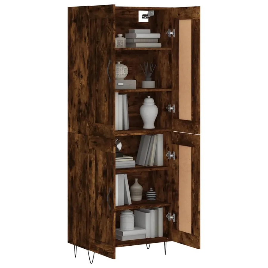 Buffet haut Chêne fumé 69,5x34x180 cm Bois d'ingénierie - 3