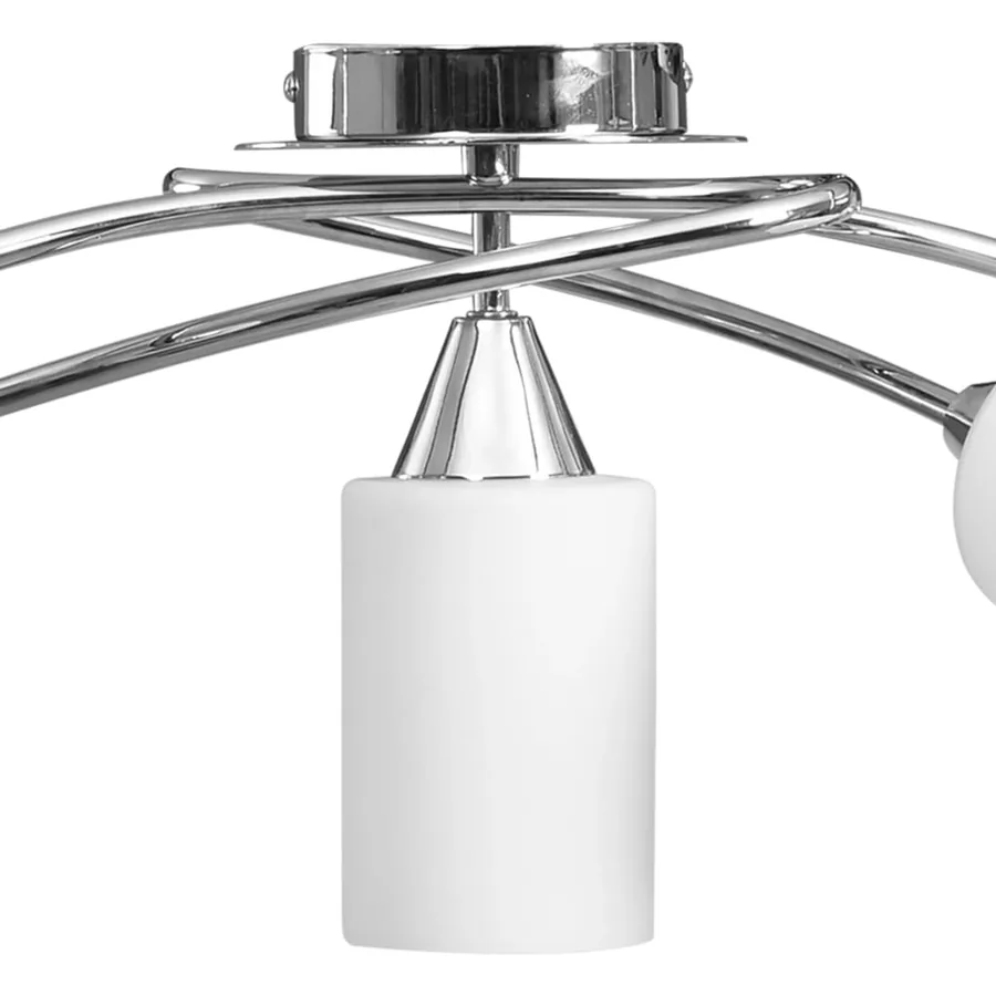 Plafonnier avec abat-jour en verre 5 ampoules E14 Blanc Cône - 6