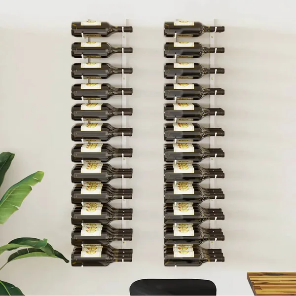Casier à vin mural pour 36 bouteilles 2 pcs Blanc Fer
