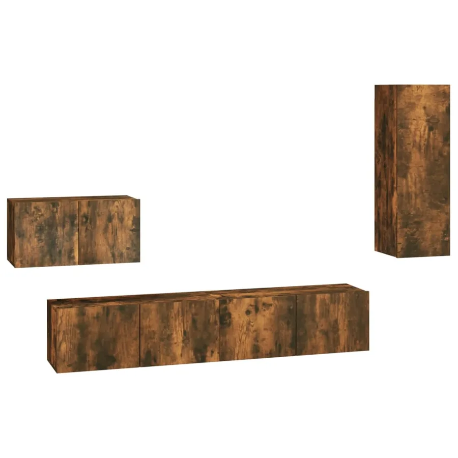 Ensemble de meubles TV 4 pcs Chêne fumé Bois d'ingénierie - 2