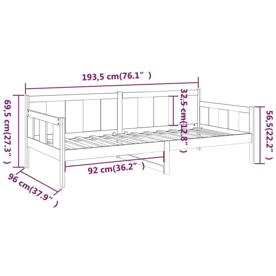 Lit de jour sans matelas bois de pin massif 90x190 cm - 10