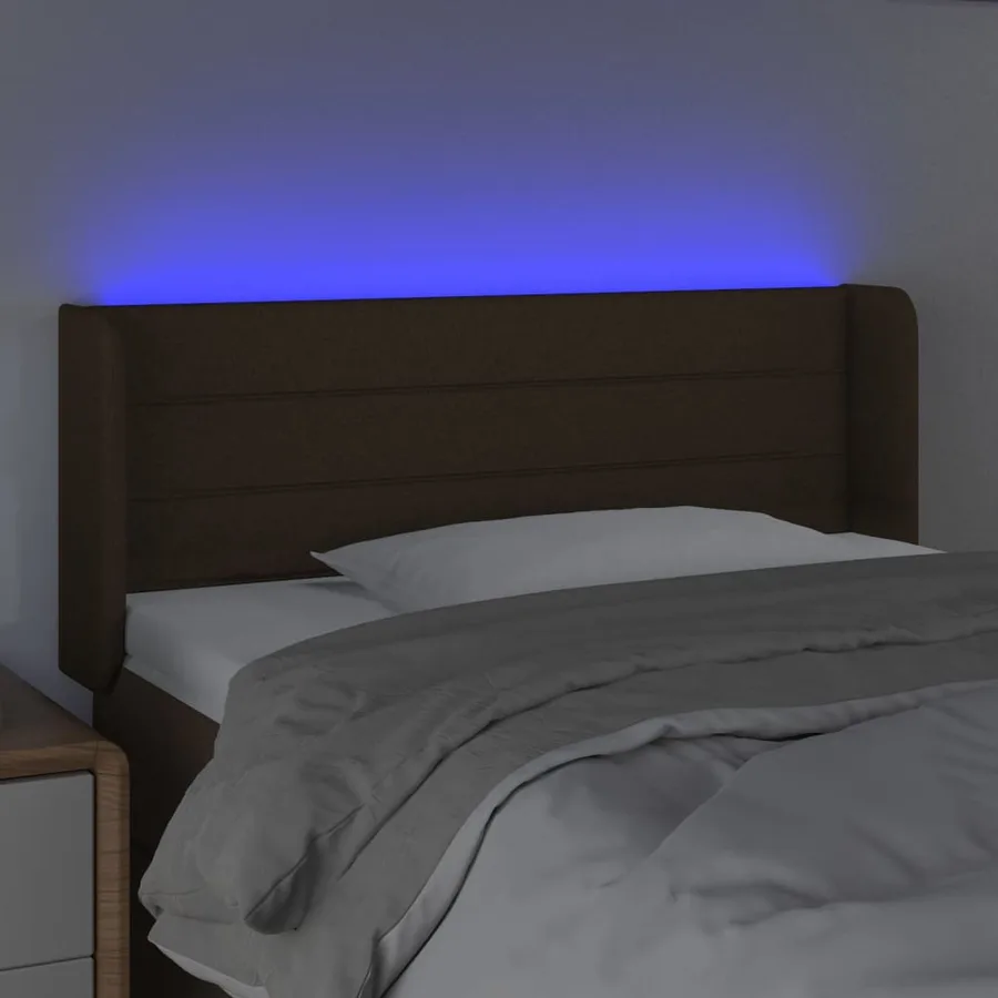 Tête de lit à LED Marron foncé 103x16x78/88 cm Tissu - 4