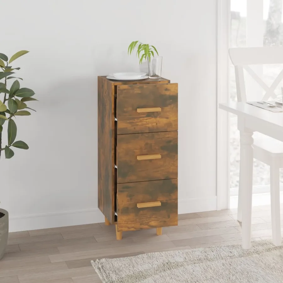 Buffet Chêne fumé 34,5x34x90 cm Bois d'ingénierie - 3