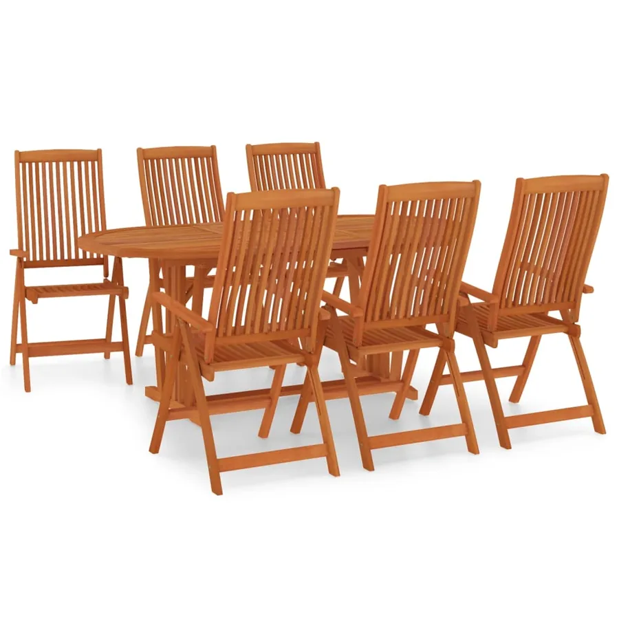 Ensemble à manger de jardin 7 pcs Bois d'eucalyptus massif - 2