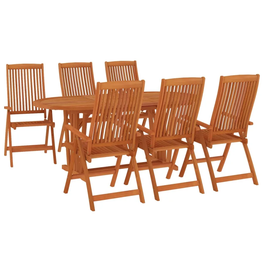 Ensemble à manger de jardin 7 pcs Bois d'eucalyptus massif - 3