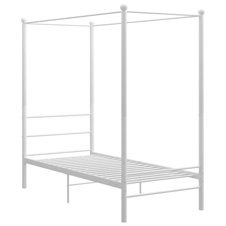 Cadre de lit à baldaquin sans matelas blanc métal 100x200 cm - 2