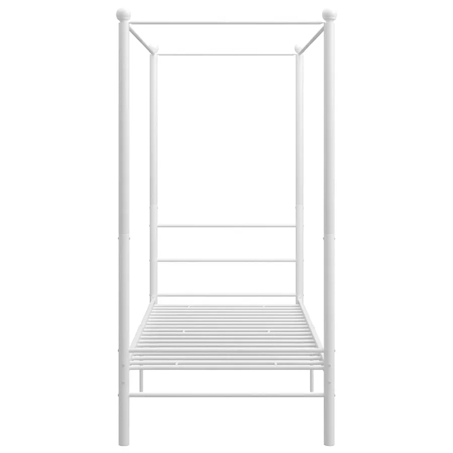 Cadre de lit à baldaquin sans matelas blanc métal 100x200 cm - 3